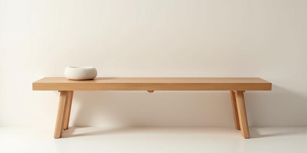 A simple and sturdy elm wood bench.