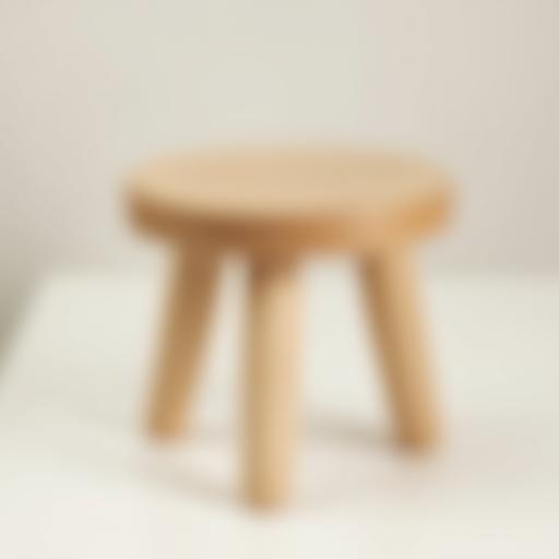 A small, hand-turned ash wood stool.